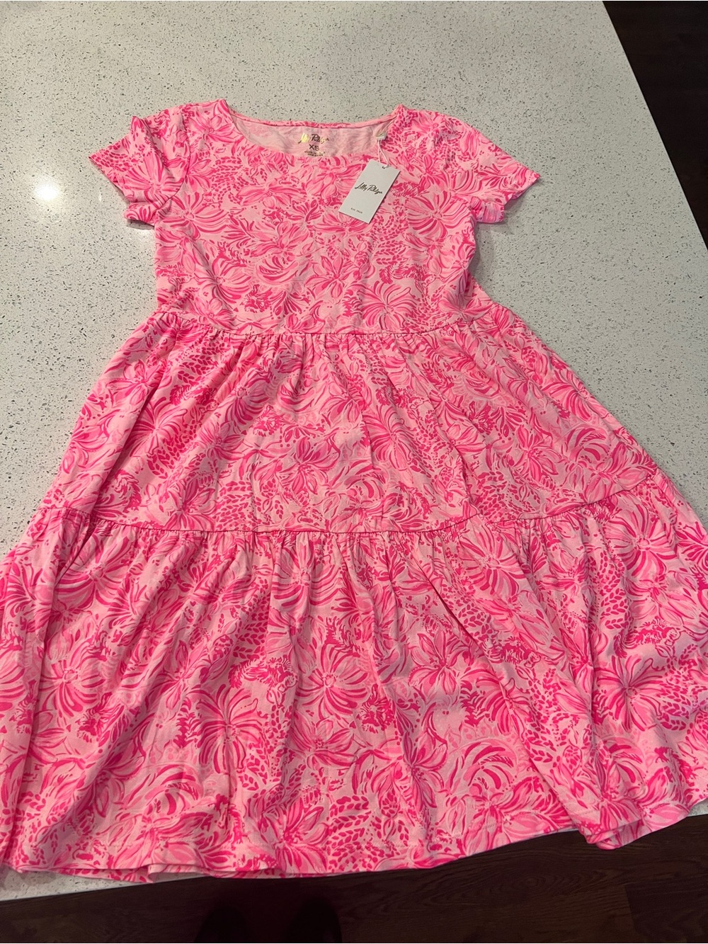 LILLY PULITZER Geanna Short Sleeve Dress Sz XS $108 FOXY LLAMA  Pink Blossom NWT